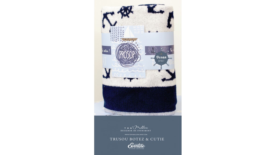 Trusou de botez brodat cu elemente nautice, navy, Ocean 7